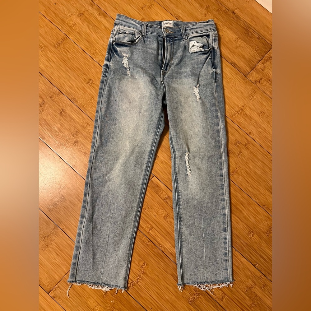 Kensie Women's Light Blue Distressed Slim Jeans
